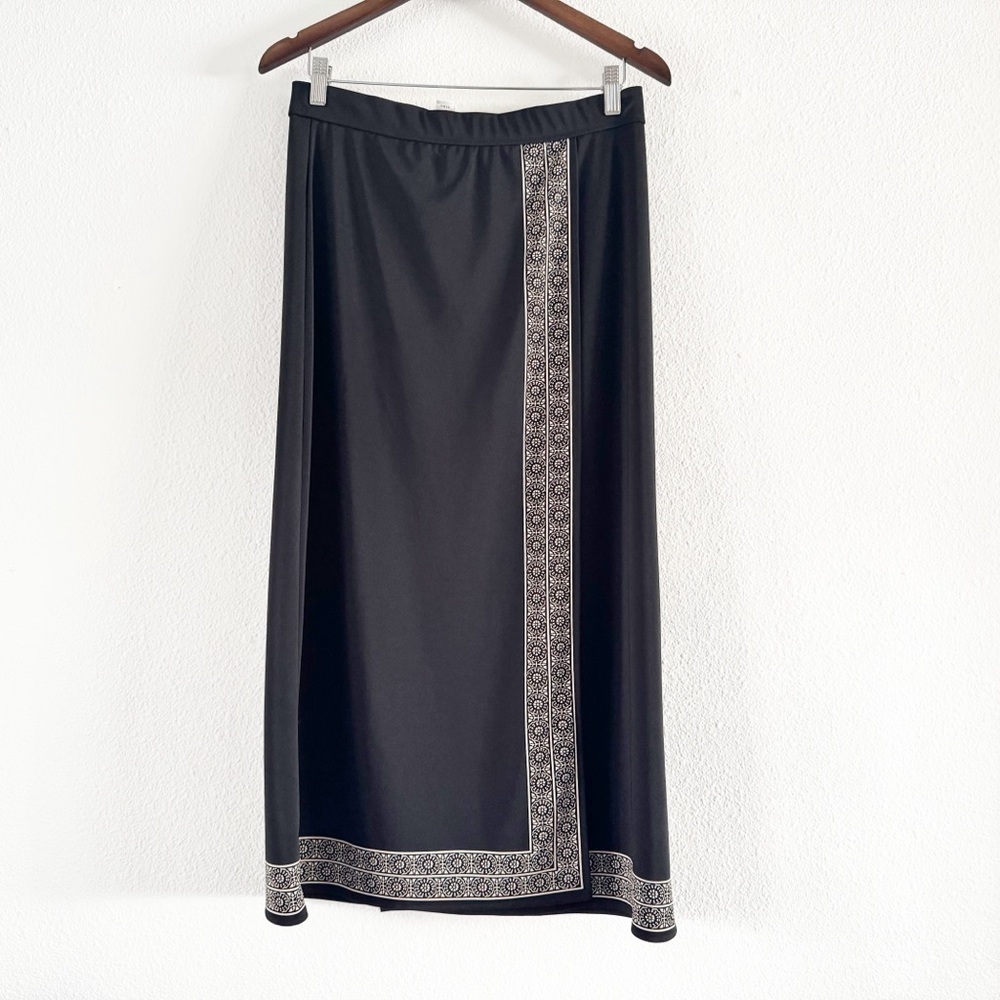 Petite Sophisticate Maxi Skirt Elegant Retro Wrap Slit Medium Chic - Picture 2 of 14